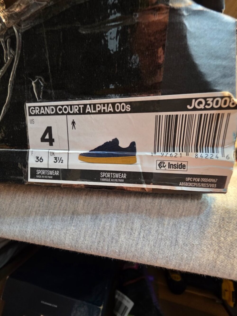 NWT Adidas Grand Court Alpha 00s Navy Suede Gum Sole Sneaker Size 4 (EU 36) - Picture 2 of 8